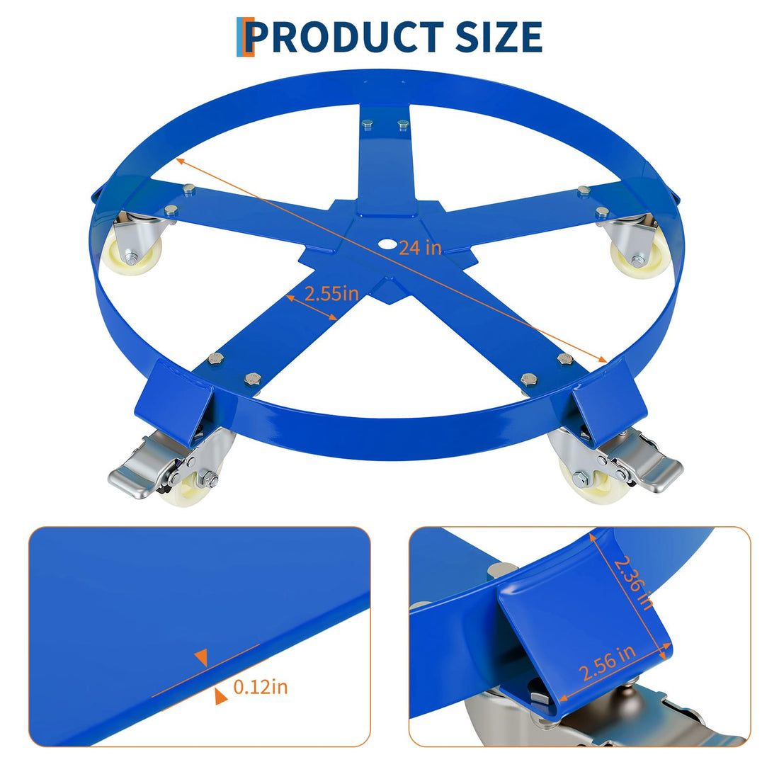 Chariot porte-fûts Garvee de 55 gallons – Châssis en acier galvanisé, système anti-basculement, freins et roues pivotantes, capacité de 567 kg