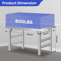 Garvee Table pliante 91×61cm en acier inoxydable avec étagère inférieure réglable pour cuisine, atelier, garage, dimensions 91cm, acier inoxydable