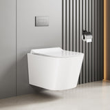 GARVEE WC Sospeso Senza Bordi WC suspendu en céramique forme D 55,5 cm blanc couvercle automatique