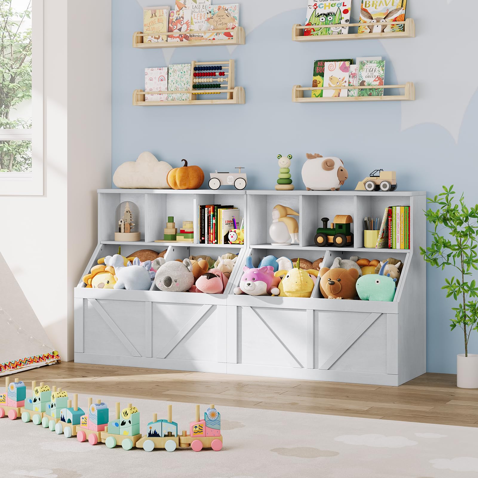 Étagère pour enfants Garvee avec rangement pour livres et jouets, multifonctionnelle et stable, en MDF et bois aggloméré, idéale pour la salle de jeux ou la chambre d'enfant, 90 cm (35,4 po), blanche.