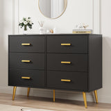 Garvee commode moderne à 6 tiroirs avec rangement, en MDF, poignées dorées, pour la chambre et le salon, vert - Vert