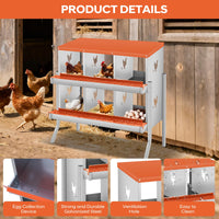 Nichoir Garvee pour poules, 6 compartiments, acier galvanisé, système à roulettes, fixation murale, pour élevages avicoles, larges ouvertures de ventilation, facile à nettoyer