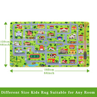 Tapis d'éveil antidérapant Garvee pour enfants, 140 x 200 cm, motif ville et rue, idéal pour la chambre d'enfant, la salle de jeux ou le salon. Doux et facile à nettoyer.