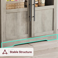 Étagère de boulangerie Garvee avec 2 portes vitrées, prise électrique, plan de travail épais en MDF, grand espace de rangement, gris rétro pour cuisine et salle à manger, 78 cm (L) x 40 cm (l) x 160 cm (H)