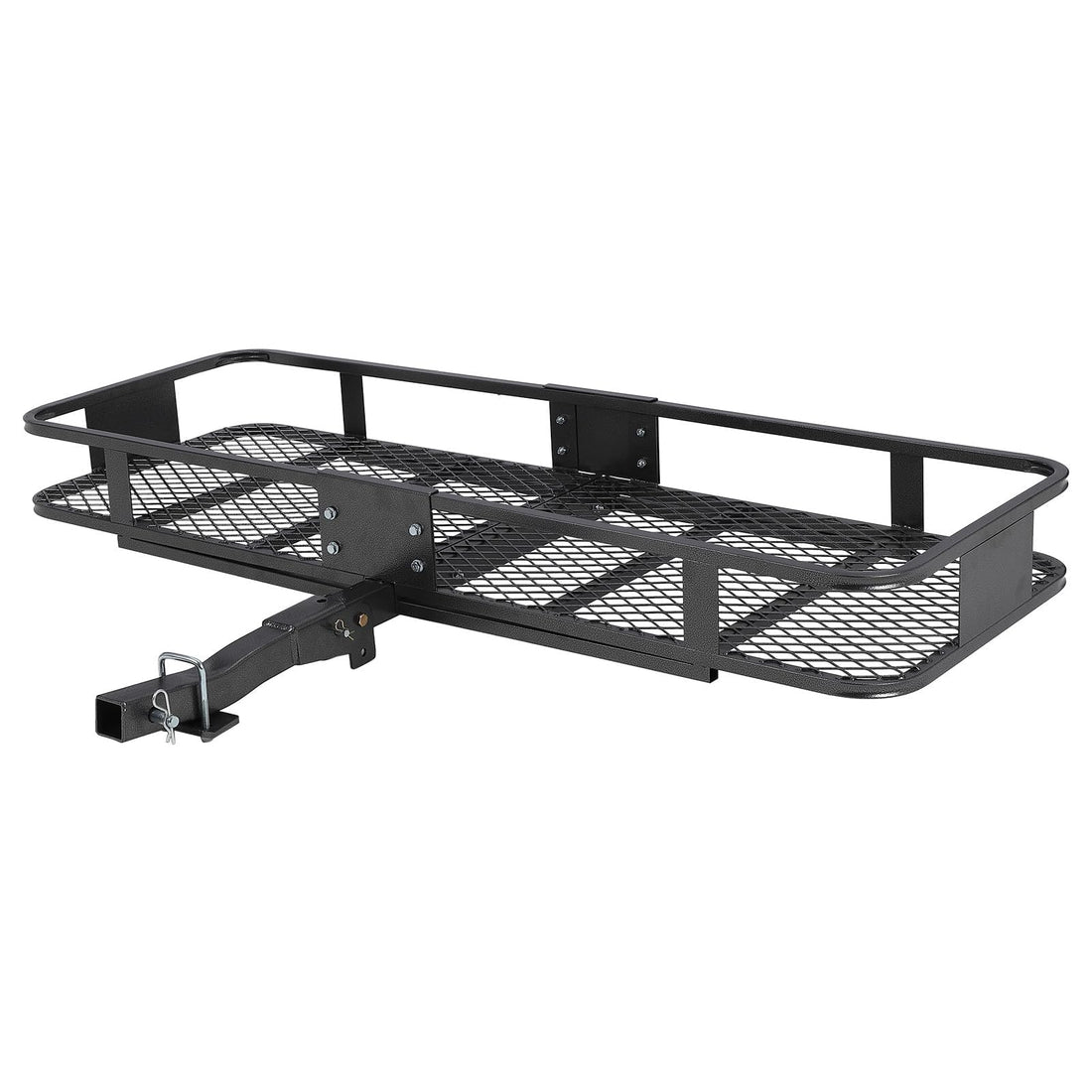 Panier de remorque pliable en acier Garvee 60" x 20" x 5" (152 x 51 x 13 cm), résistant à la rouille, pour voiture et camping, compatible avec barre de remorquage 2", noir