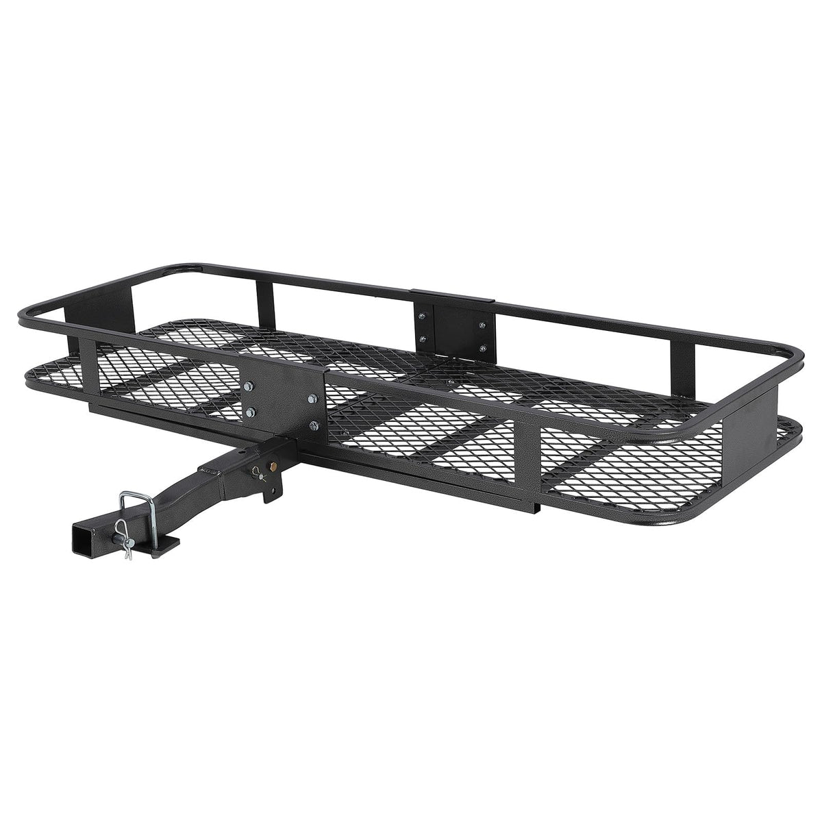Panier de remorque pliable en acier Garvee 60" x 20" x 5" (152 x 51 x 13 cm), résistant à la rouille, pour voiture et camping, compatible avec barre de remorquage 2", noir
