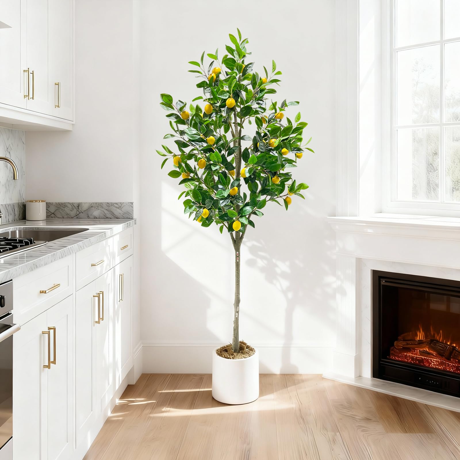 Arbre artificiel d'intérieur Garvee de 1,8 m, design réaliste, sans entretien, durable, pour salon et bureau, vert