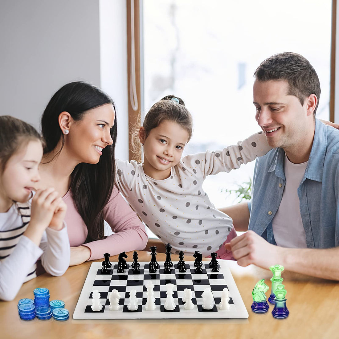 Jeu d'échecs Garvee en silicone (3 pièces) – Pièces et échiquier 3D pour loisirs créatifs, enfants et adultes, transparent