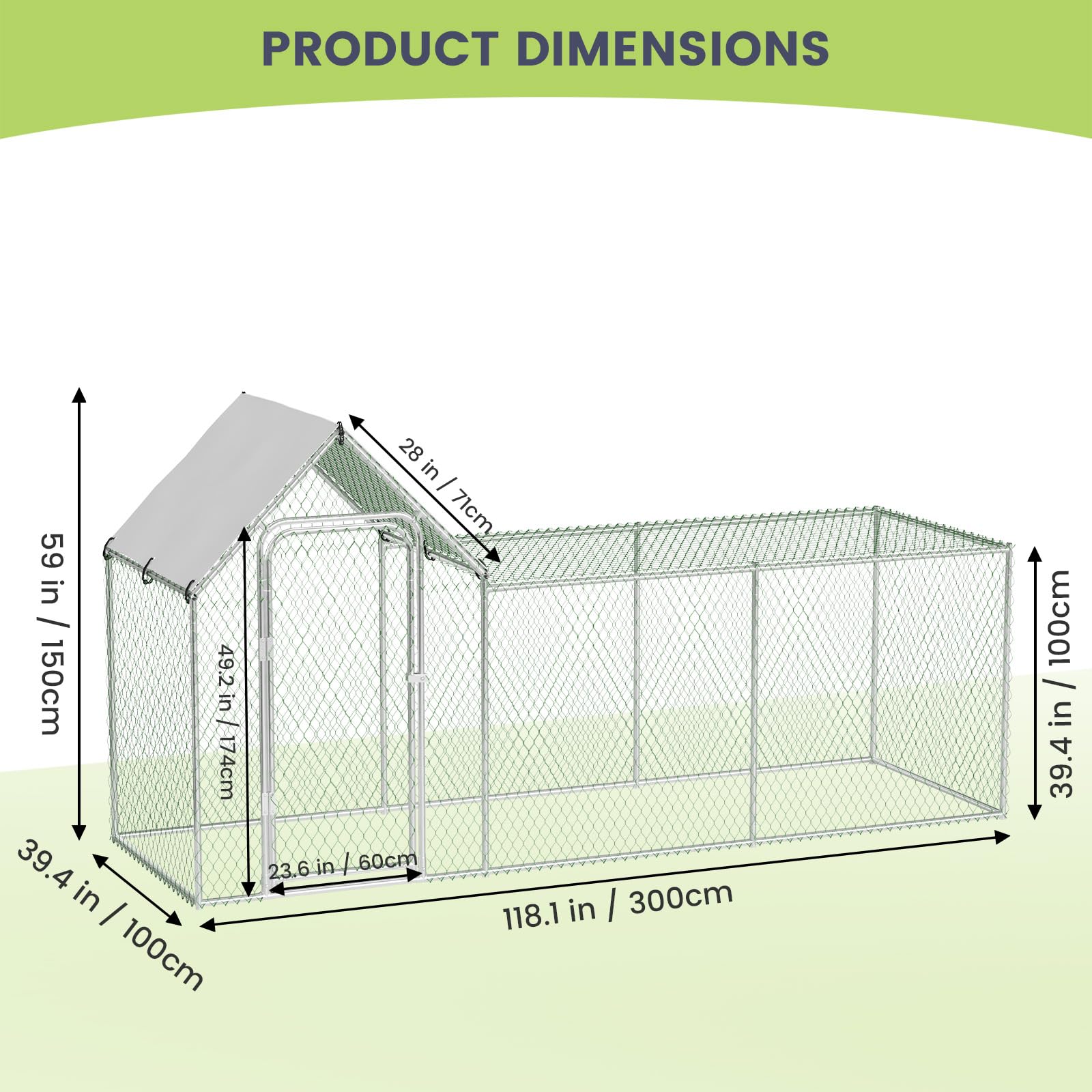 Poulailler Garvee grand format en métal avec protection UV et imperméabilité, structure en acier robuste, verrouillage sécurisé, revêtement PVC pour poules et lapins d'extérieur, gris.
