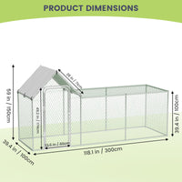 Poulailler Garvee grand format en métal avec protection UV et imperméabilité, structure en acier robuste, verrouillage sécurisé, revêtement PVC pour poules et lapins d'extérieur, gris.