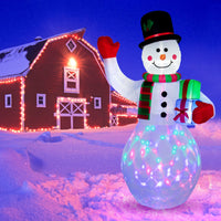 Garvee Bonhomme de neige gonflable 240 cm avec lumière LED rotative, étanche et coloré, décoration de Noël pour jardin
