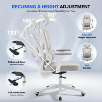 Chaise de bureau ergonomique Garvee en maille avec soutien lombaire réglable, accoudoirs 3D, structure en métal, dossier haut, pivotante, pour bureau et télétravail, noire