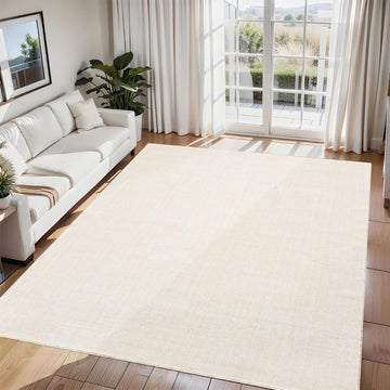 Garvee Tapis Lavable 240 × 300 cm en Polyester, Antidérapant et Antitache, à Poils Courts, Beige, pour Salon et Salle à Manger