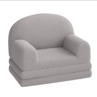 Fauteuil-canapé Garvee pour enfants, 2 en 1, pliable, en tissu polaire doux et confortable, gris, pour salle de jeux ou chambre.