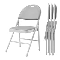 Ensemble de 4 chaises pliantes Garvee avec rembourrage épais en PU, pieds en métal et patins antidérapants, pour le bureau et les événements, grises, ergonomiques et empilables.