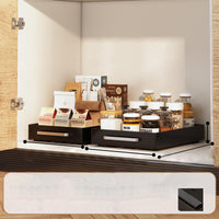 Ensemble de 2 organisateurs de porte coulissante Garvee pour cuisine et salle de bain, plastique robuste, gain de place, noir