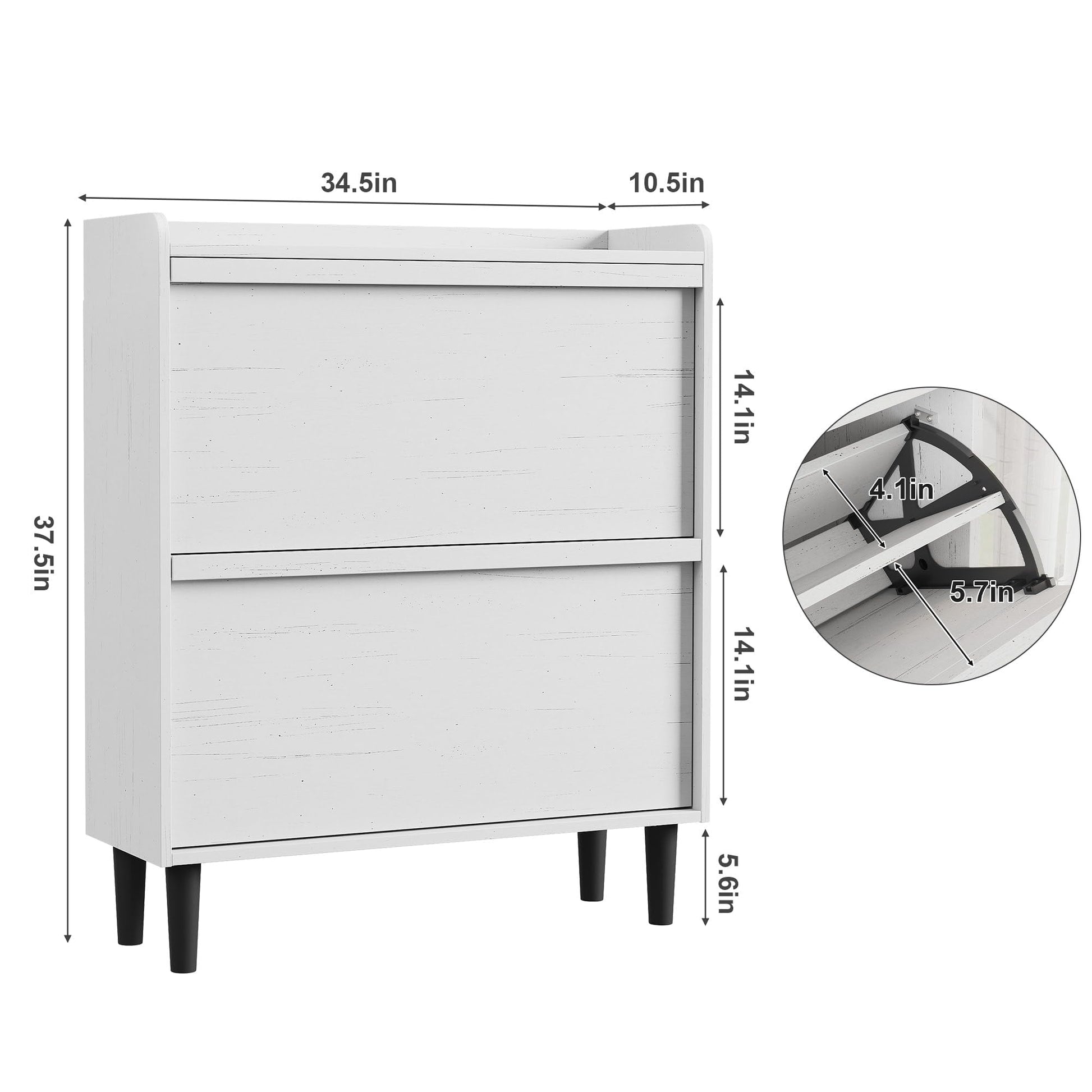 Meuble à chaussures Garvee avec 2 tiroirs abattants, étagère réglable, bois MDF pour entrée et salon, blanc, grand espace de rangement, anti-basculement