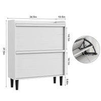 Meuble à chaussures Garvee avec 2 tiroirs abattants, étagère réglable, bois MDF pour entrée et salon, blanc, grand espace de rangement, anti-basculement