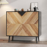 Garvee buffet moderne autoportant avec portes, aspect bois, noyer noir, 80 cm, pour salle à manger ou entrée - noyer et noir