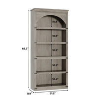 Garvee étagère incurvée , 5 tablettes, 175 cm de hauteur, style champêtre, pour salon ou bureau, bois brun