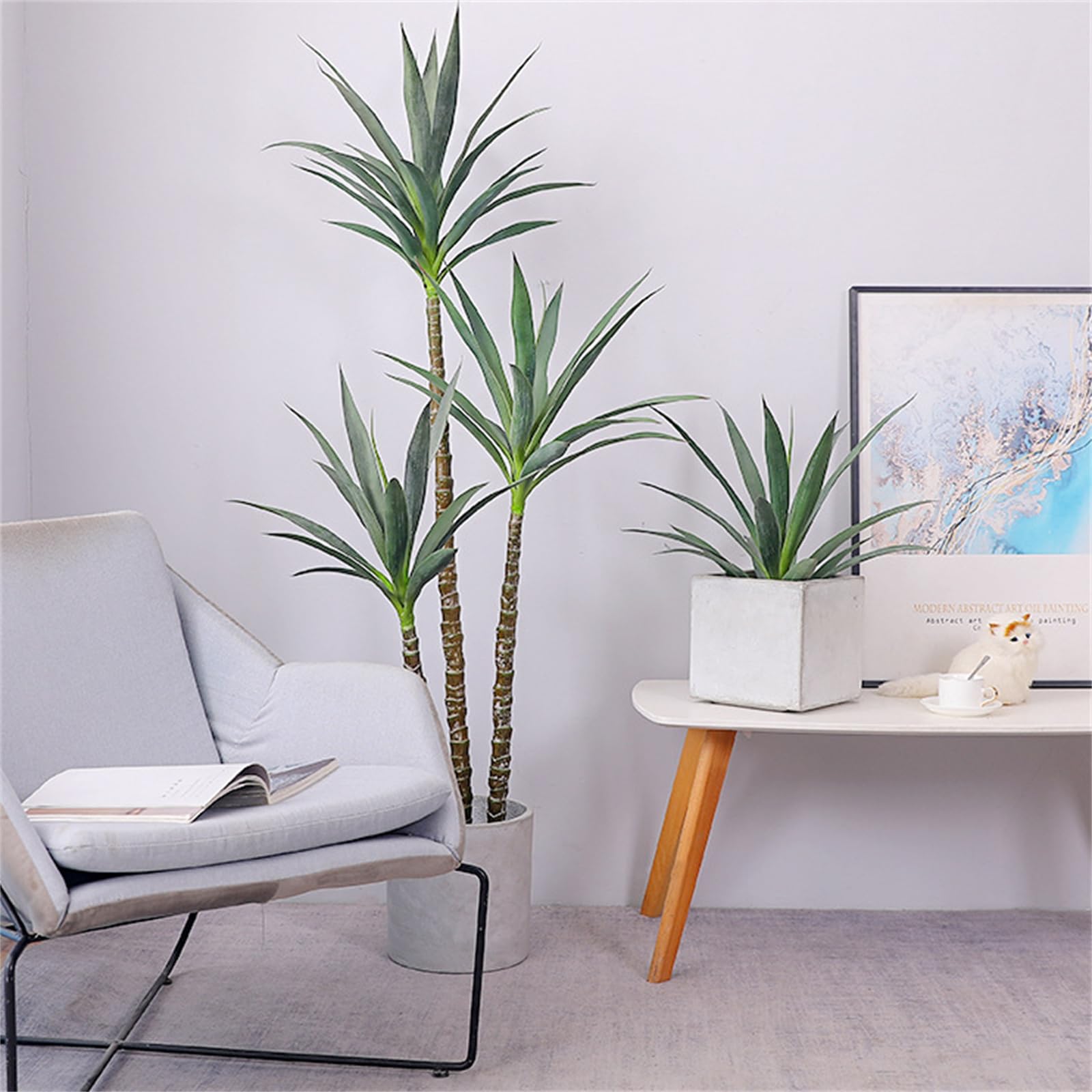 Plante artificielle Garvee en bois de fer brésilien, 1,80 m, arbre de jardin à 5 troncs, flexible et facile d'entretien, en polyéthylène, pot élégant pour la décoration intérieure et extérieure, vert.