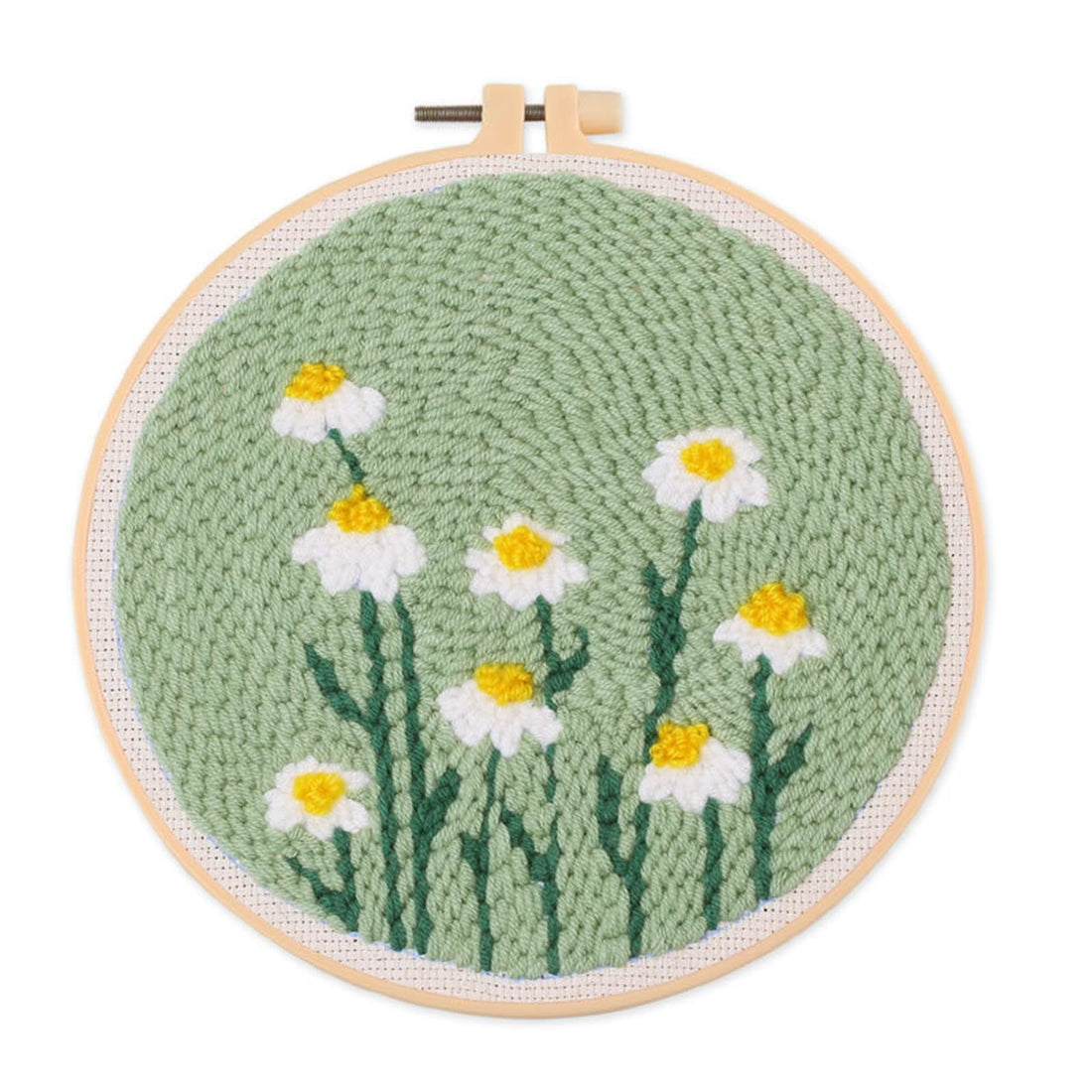 Kit de broderie au poinçon Garvee pour débutants, motif floral, tissu lavable, fil et tambour à broder, idéal pour les débutants, cadeau DIY, taille unique