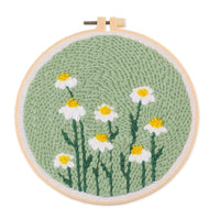 Kit de broderie au poinçon Garvee pour débutants, motif floral, tissu lavable, fil et tambour à broder, idéal pour les débutants, cadeau DIY, taille unique