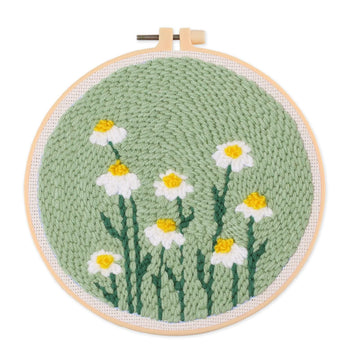 Kit de broderie au poinçon Garvee pour débutants, motif floral, tissu lavable, fil et tambour à broder, idéal pour les débutants, cadeau DIY, taille unique
