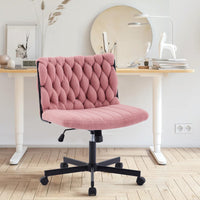 Garvee chaise de bureau criss cross à roulettes, assise large, sans accoudoirs, pivotante, structure en métal, rose, idéale pour le bureau à domicile et la coiffeuse, 66 cm, confortable