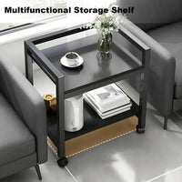 Garvee Support tour PC en métal à 2 niveaux, hauteur réglable, support unité centrale mobile avec roulettes, compact et stable pour bureau
