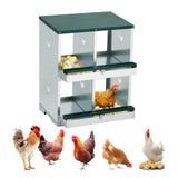 Garvee Pondoir pour Poules à 4 Compartiments, Acier Galvanisé, Ventilé, Plateau Amovible, Montage Mural, pour Poulailler - Vert