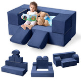Garvee Canapé de jeu pour enfants, 6 pièces, modulable, bleu marine, revêtement en microfibre douce, mousse haute densité, idéal pour la salle de jeux, 2, 51 × 1, 3 × 1, 04 mcm - Bleu marine