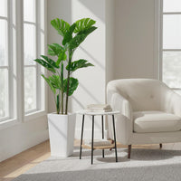 Plante Monstera artificielle Garvee de 1,37 m avec pot blanc pour intérieur et extérieur, branches ajustables, polyester et plastique, entretien facile, vert hyperréaliste