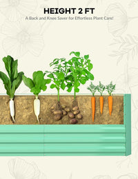 Garvee Carré potager surélevé en acier galvanisé 0,5 mm, bac de jardin résistant 240 × 120 × 60 cm pour cultures extérieures, vert