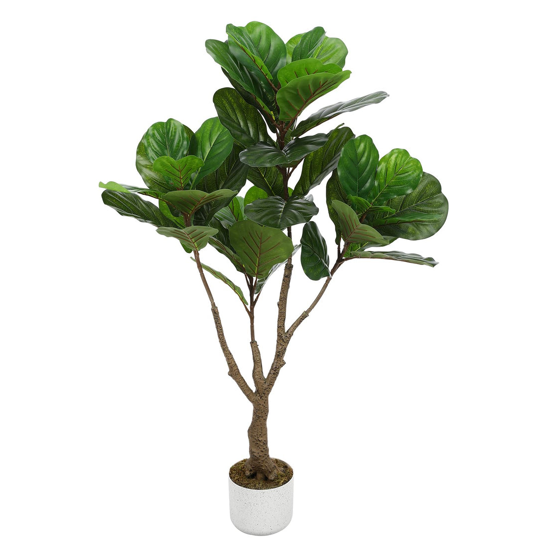 Figuier lyre artificiel Garvee, 1,13 m (3,7 pi), aspect réaliste, en PEVA, pot en ciment robuste, décoration pour bureau ou salon, vert