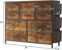 Garvee commode à 10 tiroirs, en tissu, bois, plateau, rails métalliques, idéale pour la chambre et le salon, gain de place