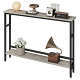 Garvee Console étroite 15 cm, table de canapé 2 niveaux avec étagère réglable, idéale salon, entrée, couloir et hall, gris - Gris