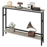 Garvee Console étroite 15 cm, table de canapé 2 niveaux avec étagère réglable, idéale salon, entrée, couloir et hall, gris