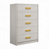 Garvee Commode moderne en MDF grande capacité double biseau robuste avec poignées métal sécurité anti-basculement pour salon ou chambre, blanc