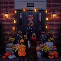 Guirlande lumineuse d'Halloween GARVEE, citrouilles animatroniques, connexion USB-C, 4,5 mètres, orange, idéale pour les fêtes et célébrations familiales en extérieur.