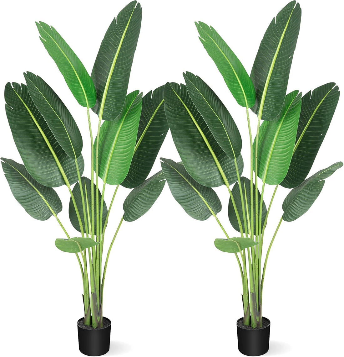 Garvee Oiseau de Paradis Artificiel 150 cm, Feuilles Réalistes et Flexibles, Tiges Métalliques, Pot Lesté Anti-Basculement, Vert