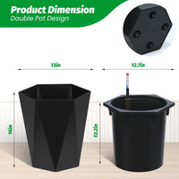 Garvee Lot de 2 jardinières diamant de 40 cm de haut, à arrosage automatique avec indicateurs de niveau d'eau, en plastique résistant aux intempéries, pour une utilisation intérieure et extérieure, blanches.