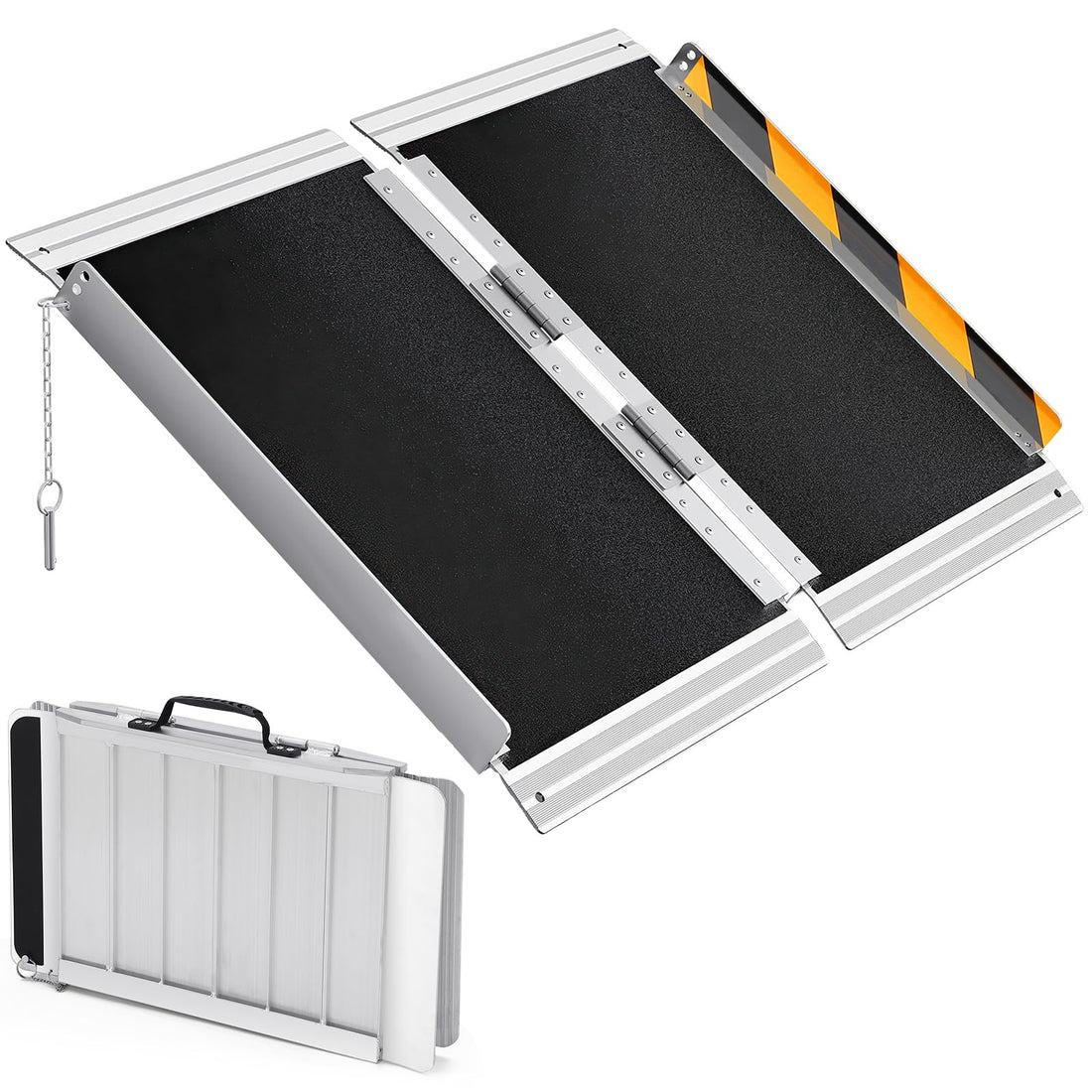 Rampe pliante aluminium antidérapante Garvee 3FT : seuil de porte, marches, voiture, trottoir, escalier.