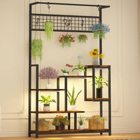 Étagère à plantes Garvee avec lampe de croissance, 7 niveaux, en métal robuste, pour balcon et salon, noire