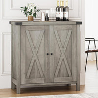 Garvee petit meuble de rangement, style campagne, avec 2 portes et étagères réglables, 76 × 40 × 80 cm, gris rustique, idéal pour le salon et la salle à manger