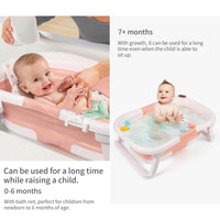 Baignoire bébé GARVEE, pliable et peu encombrante, avec thermomètre et tapis antidérapant pour nouveau-nés et jeunes enfants, rose