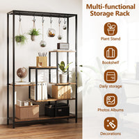 Garvee Support pour plantes d'intérieur, structure métallique à 5 niveaux avec crochets pour balcon et salon, 180 cm (70, 23 cm), marron