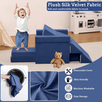 Garvee Canapé modulable enfant type Nugget, 12 pièces multifonctions, sûr et confortable, bleu marine, idéal pour salle de jeux et chambre d’enfant