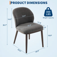 Ensemble de 2 chaises de salle à manger Garvee, revêtement moderne, dossier ergonomique, pieds en bois, capacité de charge de 120 kg, gain de place, pour cuisine et restaurant, gris