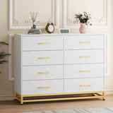 Garvee commode blanche 8 tiroirs, MDF durable, glissières douces, kit anti-basculement, rangement compact pour chambre et placard, 120 × 40 × 92 cm, blanc - Blanc